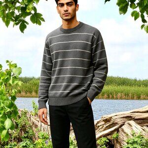 ROCKT Crewneck Sweater Mens XL Gray Knit Acrylic Stripes